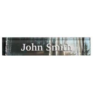 Sunrise Through Icicles Winter Natuur Fotografie Naambordje