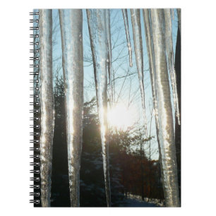 Sunrise Through Icicles Winter Natuur Fotografie Notitieboek