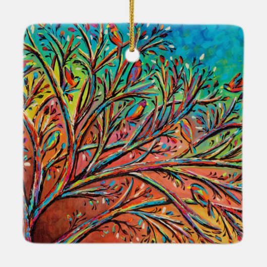 Sunrise Treetop Birds II Keramisch Ornament (Achterkant)