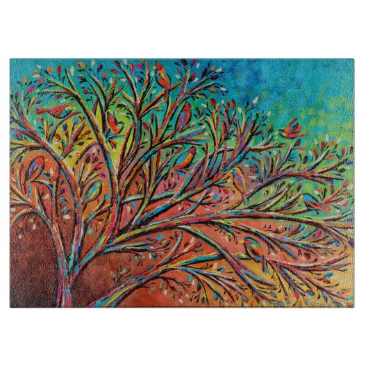 Sunrise Treetop Birds II Snijplank (Voorkant)