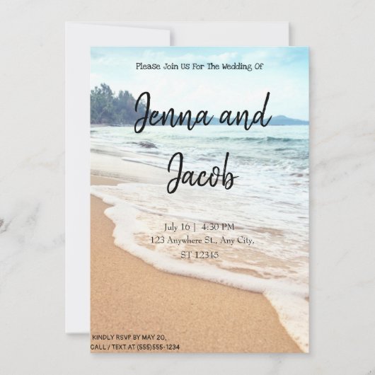 Sunrise Tropical Beach Wedding Invitation (Devant)