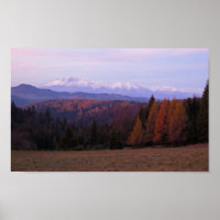 Sunrise view sur Tatras de Beskid Sadecki Poster