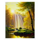 Sunrise Waterfall Trees River. Prachtig landschap Perfect Poster (Voorkant)