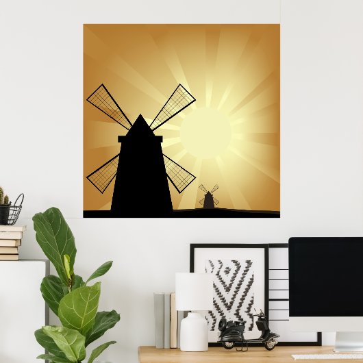 Sunrise Windmills Poster (Thuiskantoor)