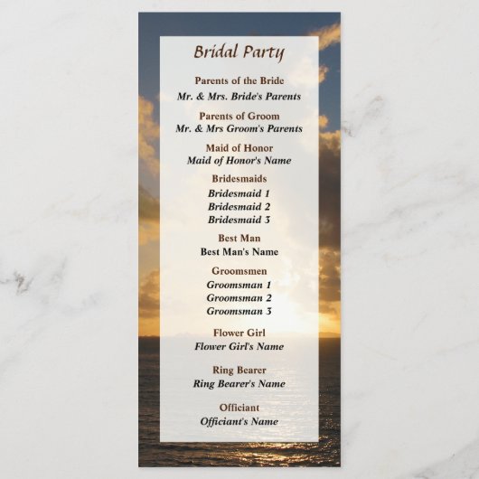 Sunrise with Clouds St. Martin Wedding Programme Programma (Achterkant)