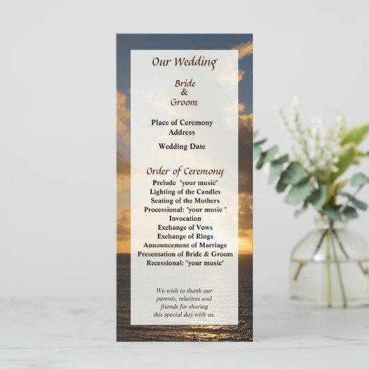 Sunrise with Clouds St. Martin Wedding Programme Programma (Staand voorkant)