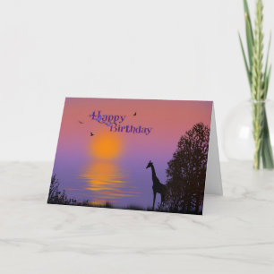 Sunrise with giraffe-Birthday Kaart