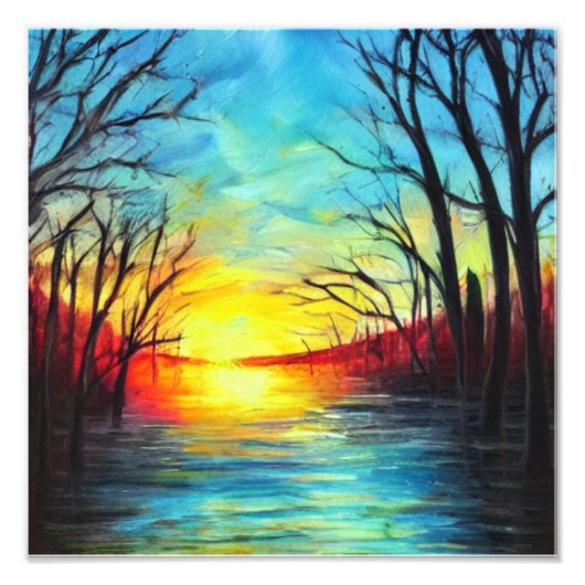 Sunrise Wood Foto Afdruk (Voorkant)