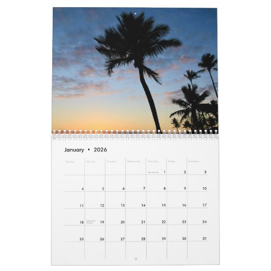 Sunrises and Sunsets 2026 Calendar Kalender (Jan 2026)