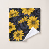 Sunroot, tournesol sauvage en jaune et bleu (Gant de toilette)