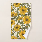 Sunroot, tournesol sauvage sur blanc (Serviette à main)