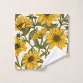 Sunroot, tournesol sauvage sur blanc (Gant de toilette)