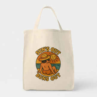 Suns Out Buns Out Funny Summer Beach Tote Bag