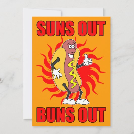 Suns Out Buns Out Hot Dog Invite Kaart (Voorkant)