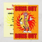 Suns Out Buns Out Hot Dog Invite Kaart (Voorkant / Achterkant)