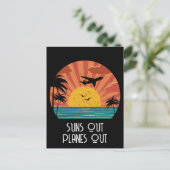 Suns Out Planes Out, Retro Sunset, op maat Briefkaart (Staand voorkant)