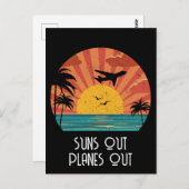 Suns Out Planes Out, Retro Sunset, op maat Briefkaart (Voorkant / Achterkant)