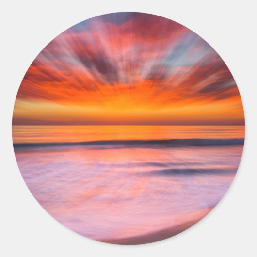 Sunset abstract uit Tamarack Beach Ronde Sticker (Voorkant)