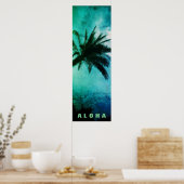 Sunset Aloha Hawaii Palm Trees Tropics Travel Poster (Keuken)