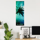 Sunset Aloha Hawaii Palm Trees Tropics Travel Poster (Thuiskantoor)