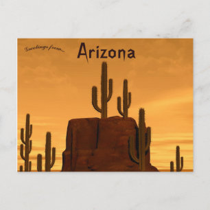 Sunset and Rock Cacti in Sedona Arizona Briefkaart