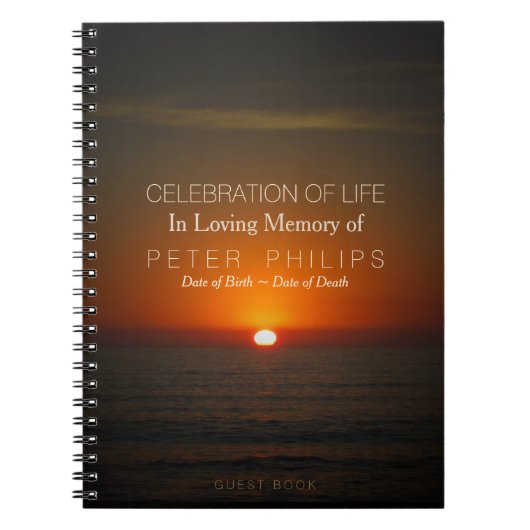 Sunset and Sea Celebration of Life Livre d'or (Devant)