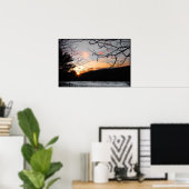 Sunset and Snowy Field Poster (Thuiskantoor)
