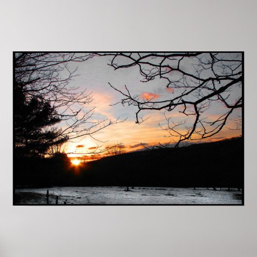 Sunset and Snowy Field Poster (Voorkant)