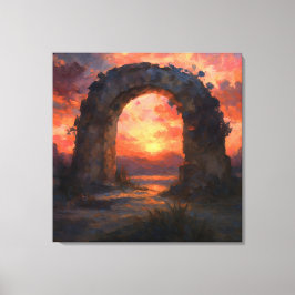 Sunset Arch - Painterly Style Landscape Art Canvas Afdruk