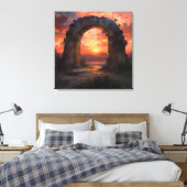 Sunset Arch - Painterly Style Landscape Art Canvas Afdruk (Insitu (Slaapkamer))
