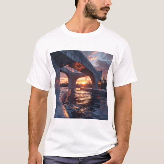 Sunset Arches – Modern Architecture Over Reflectiv T-shirt (Voorkant)