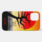 Sunset Artistic Inked Mountain Lion iPhone 12 Hoes (Achterkant (horizontaal))