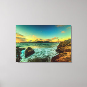 Sunset at Baker Beach Canvas Afdruk