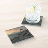 Sunset at Castle Hill Lighthouse Glazen Onderzetter (Schuin)