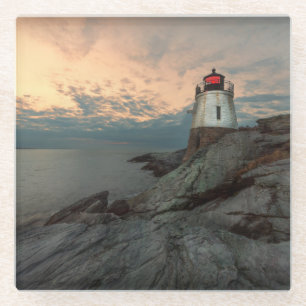 Sunset at Castle Hill Lighthouse Glazen Onderzetter