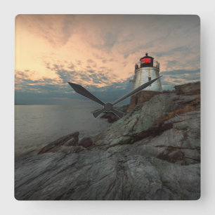 Sunset at Castle Hill Lighthouse Vierkante Klok