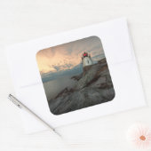 Sunset at Castle Hill Lighthouse Vierkante Sticker (Envelop)