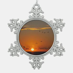 Sunset at Cayeux sur Mer in France Tin Sneeuwvlok Ornament
