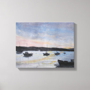 Sunset at Exe Estuary Canvas Afdruk