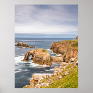 Sunset at Lands End in Cornwall England Poster