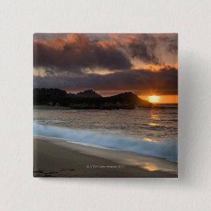 Sunset at Monastery Beach, Carmel, California, Vierkante Button 5,1 Cm