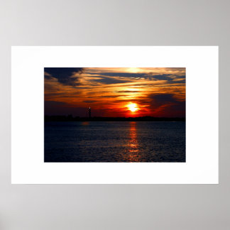 Sunset at Oak Island Poster