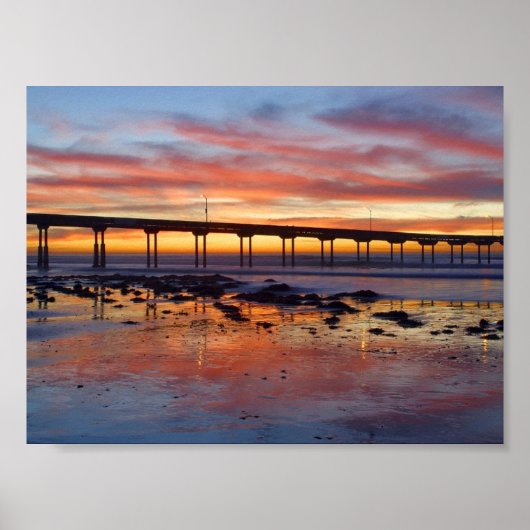 Sunset at Ocean Beach Poster (Voorkant)