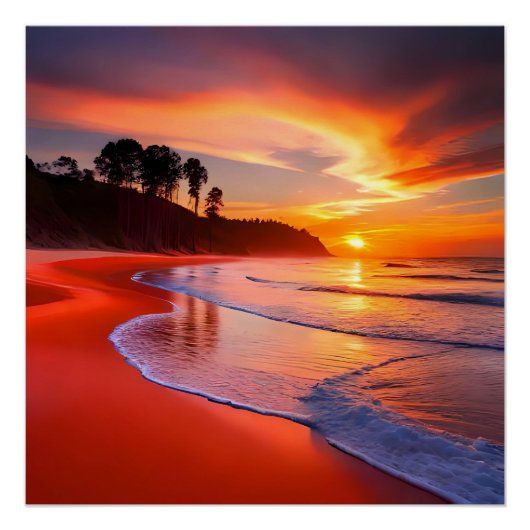 Sunset at the Beach, AI; Perfect Poster (Voorkant)