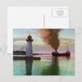 Sunset at Upper Light, Sault Ste. Marie MI 1909 Briefkaart (Voorkant / Achterkant)