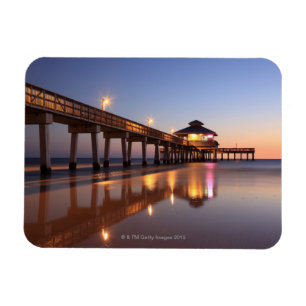 Sunset at Vissen Pier, Fort Myers Beach, Magneet