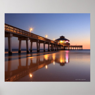 Sunset at Vissen Pier, Fort Myers Beach, Poster