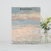 Sunset at Zee by Pierre Renoir, Kunst Custom Briefhoofd (Staand voorkant)