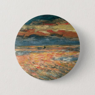 Sunset at Zee by Pierre Renoir,  Kunst Ronde Button 5,7 Cm