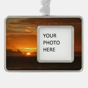Sunset at Zee I Tropical Colorful Seascape Verzilverd Kader Ornament